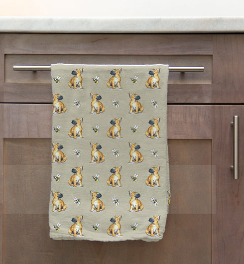 French Bulldog & Bee Tea Towel